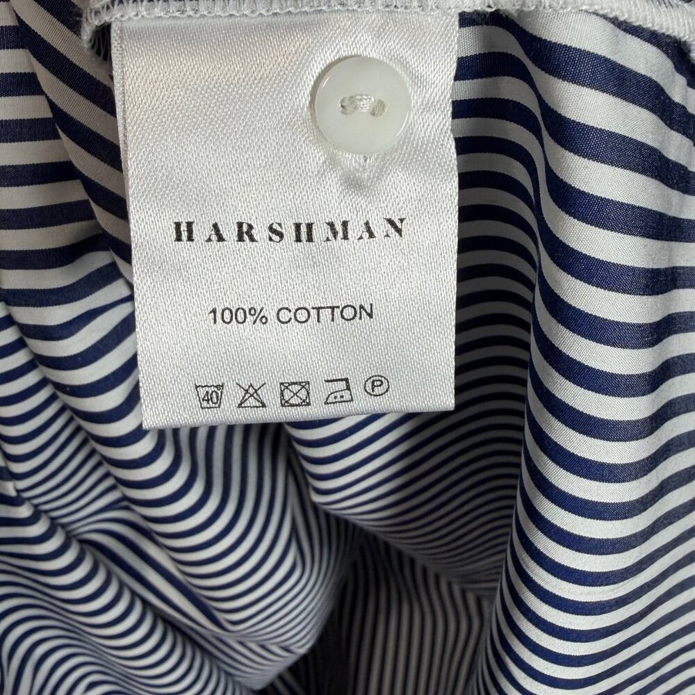 Harshman Vivienne Popover Tunic 2X Navy Stripe Cotton Ruffle Boho Coastal Preppy - Picture 11 of 11